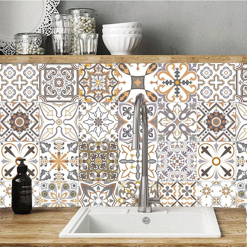 20 x 100cm pvc vægklistermærke spansk stil retro badeværelse vandtæt arabisk selvklæbende tapet gulvmosaik fliser klistermærker væg