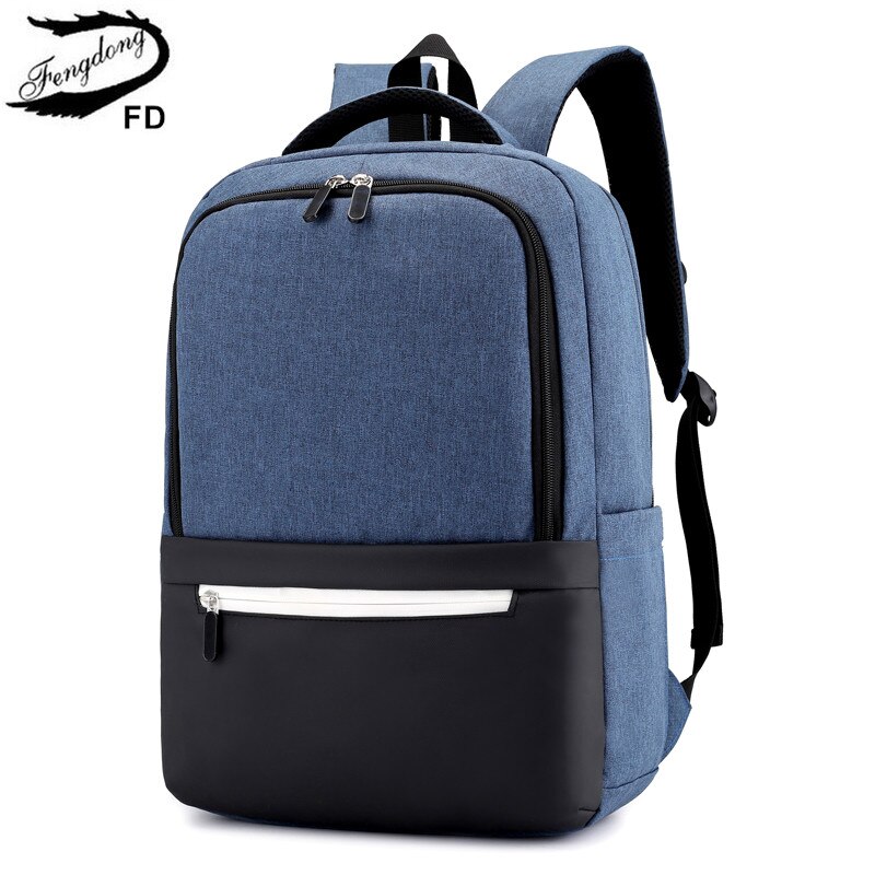 Fengdong school bags for boys student waterproof school backpack for boy laptop bag male luggage travel backpack: blue