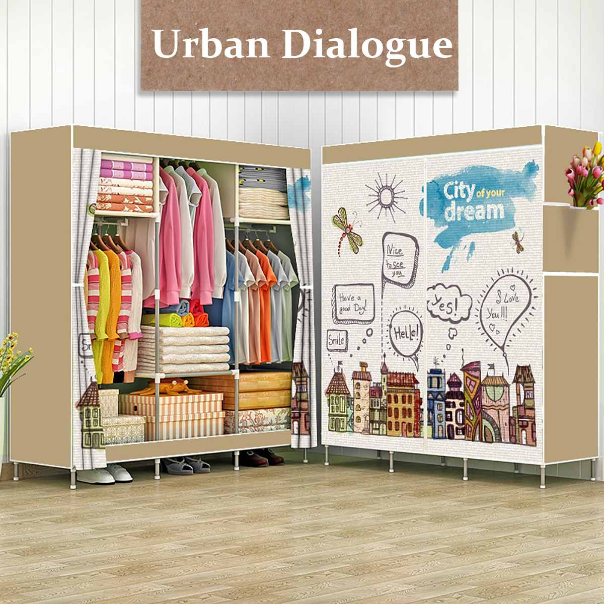 Cloth Wardrobe Closet Bedroom Furniture Set Foldin... – Grandado