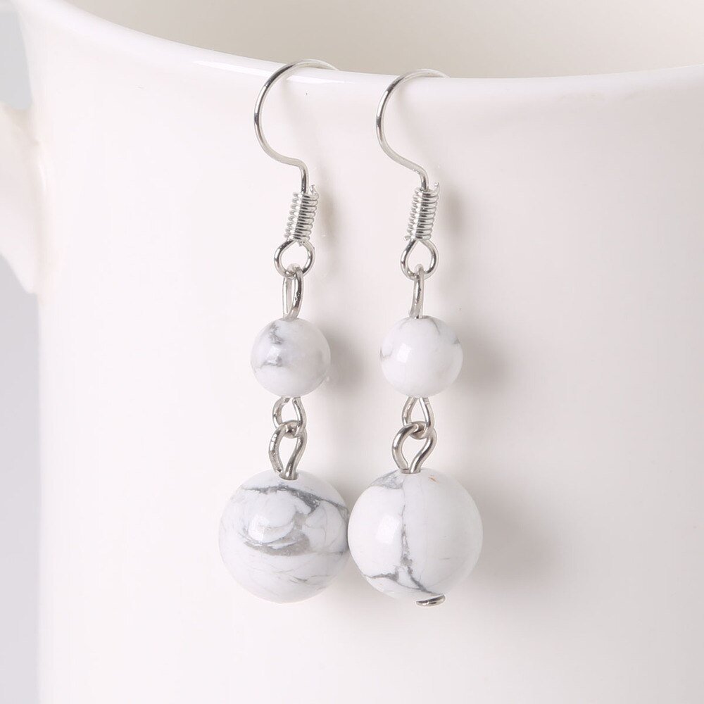 Earrings for girl Natural Stone Beads Dangle Long Lady Earrings for Jewelry Making Women DIY Charms Ear crafts: Howlite