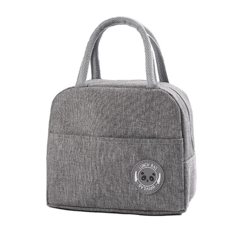 Portable Lunch Bag Thermal Insulated Lunch Box Tote Cooler Bag Bento Pouch Lunch Container School Food Storage Bags: gray 4