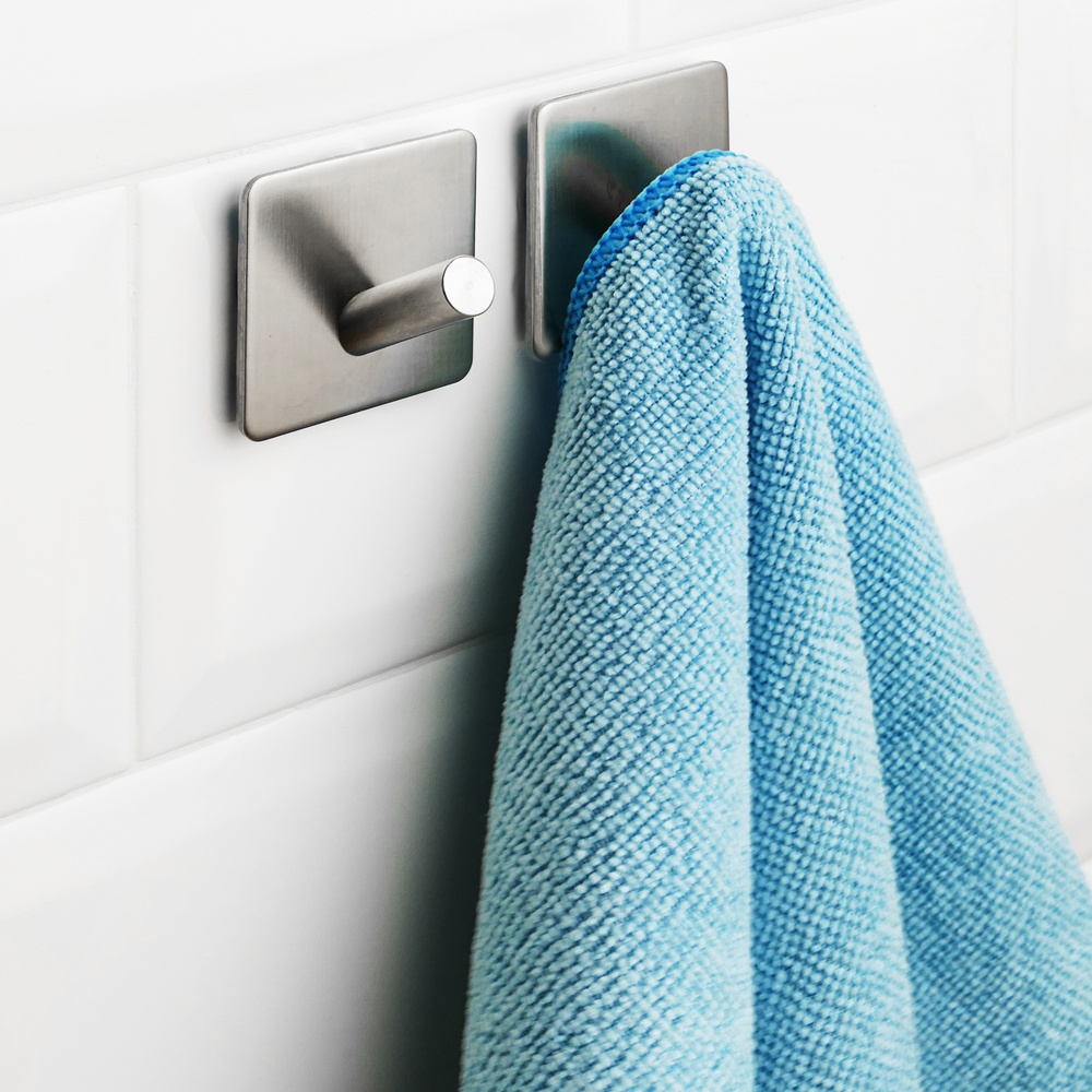 Primematik-Rvs Muur Kapstok. Kleerhanger En Handdoekenrek Met 1 Haak Geneigd 4-Pack