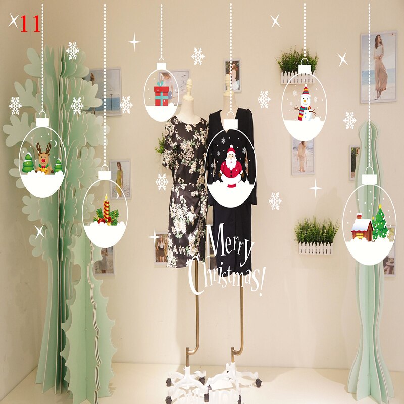 Pegatinas de Navidad de dibujos animados para escaparate de ventana, muñeco de nieve extraíble, de vidrio para decoración del hogar, pegatinas electrostáticas sin pegamento de PVC: 11