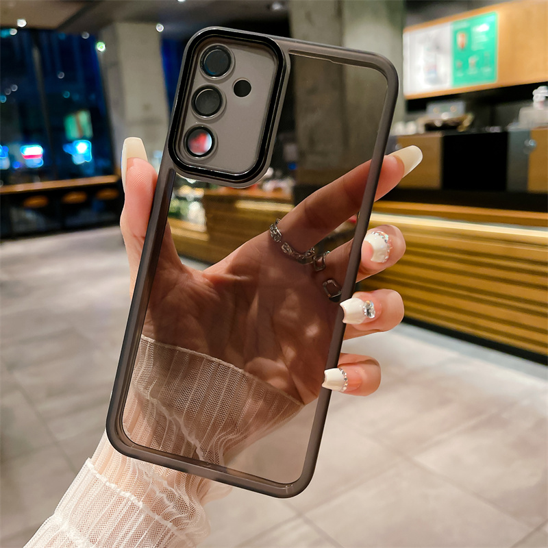 Coque en silicone transparente pour Samsung Galaxy A54 A34 A24 A14 A04S A13 4G 5G, protection arrière en verre d'objectif A 54 34 24 14 04S 13: Autre / Beige