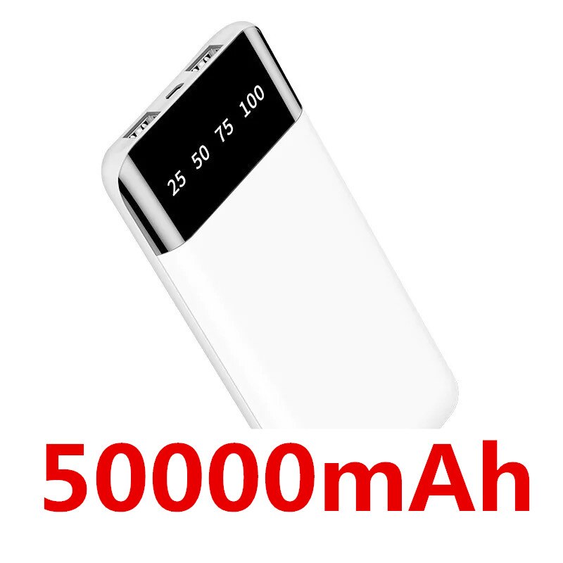 Energie Bank Tragbare Ladegerät Für iPhone Xiaomi mi Handy, Mobiltelefon Energie 90000 mAh Poverbank LED Externe Batterie Telefon: Weiß-50000mAh