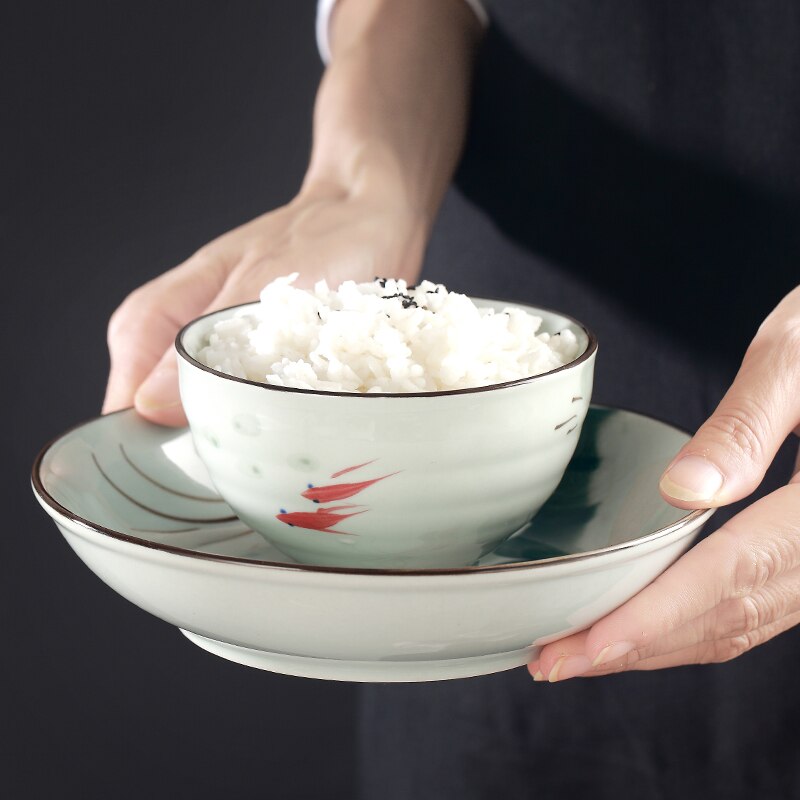 4pcs Japanese Ceramics Bowls 4.2inch Rice Bowl Small Soup Bowls Underglaze Porcelain Tableware Salad Dressing Container