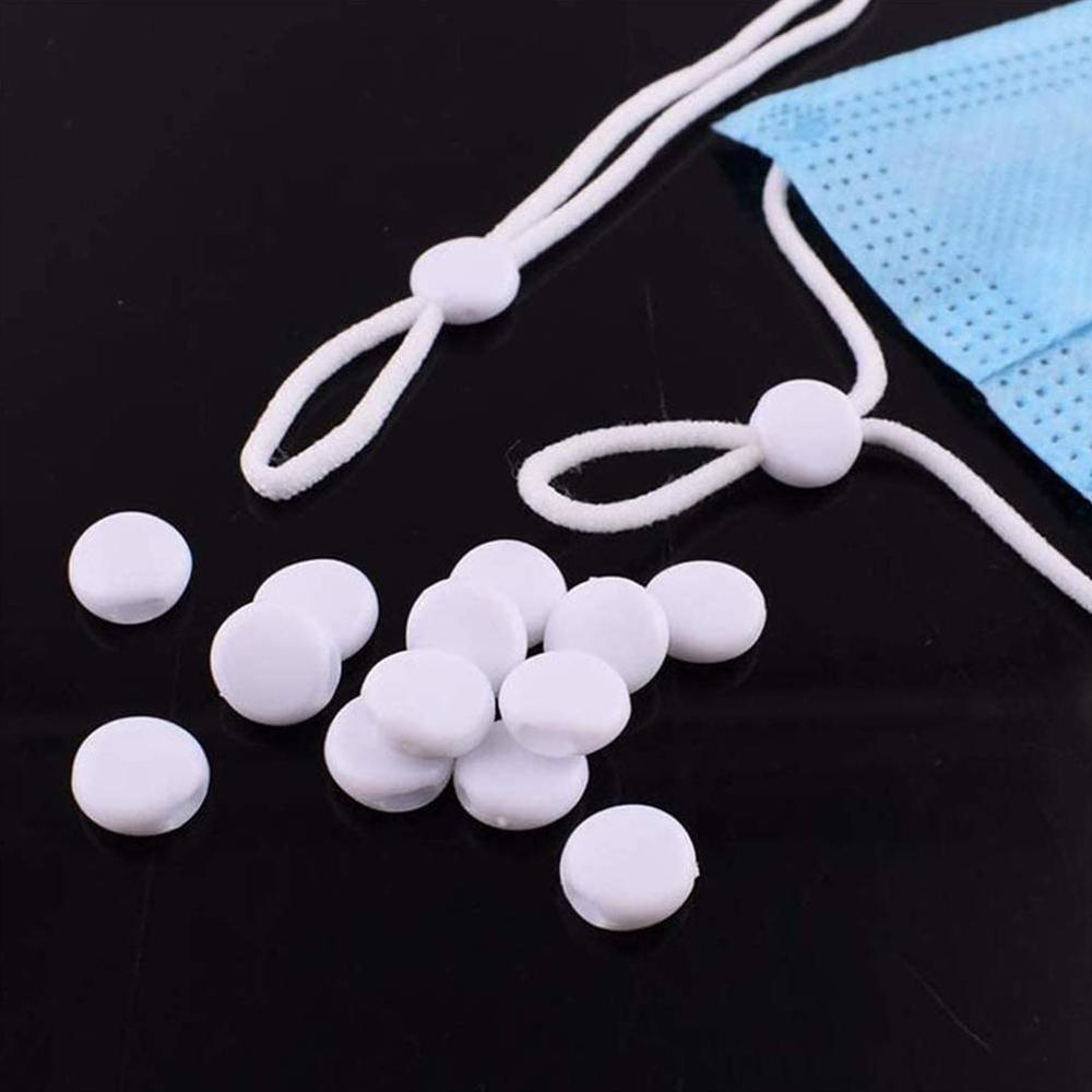 100Pcs 9/10Mm Platte Aanpassing Gesp Kralen Silicagel Bottons Voor Masker Elastische Koord Stopper Touw Slot diy Strap Cord End