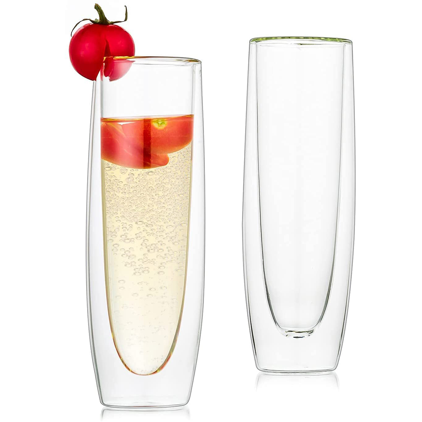 Stemless Champagne Flutes Crystal Glass Hand Blown Mimosa Glasses Cup Premium for Bridal Shower Party Wedding