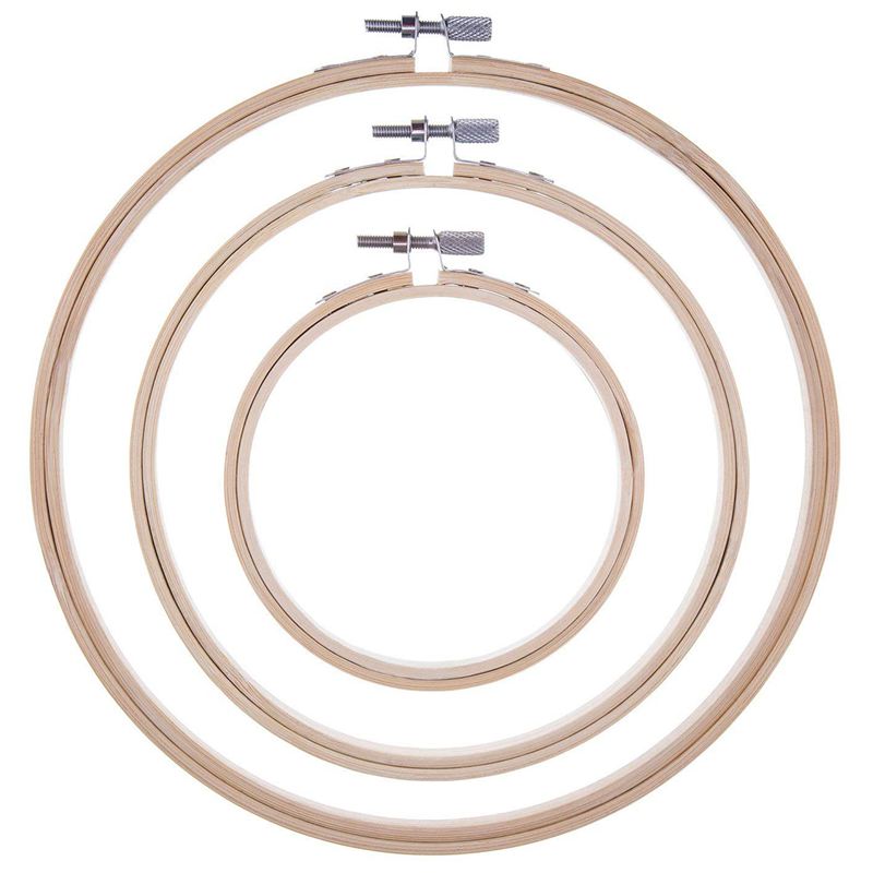 3 stuks Borduren Hoops Bamboe Cirkel Kruissteek Hoepel Ring Set voor Art Craft Handige Naaien, 3 Maten