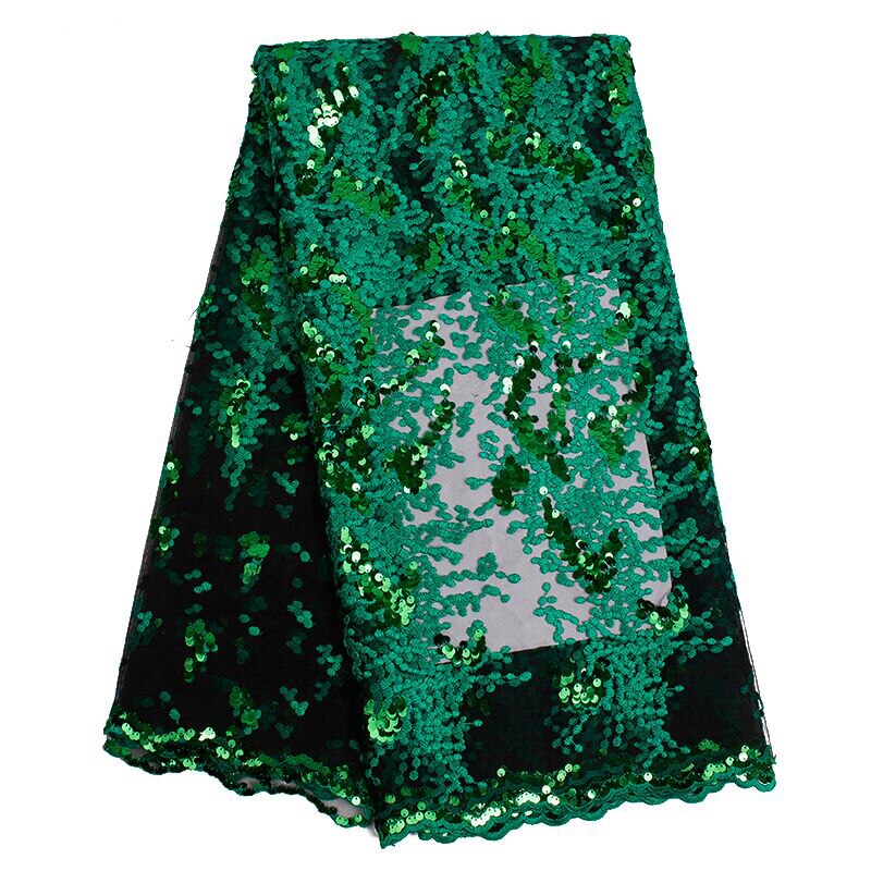 Moderigtigt og populært afrikansk mesh blonde stof pailletter nigerianske blonder tyl fransk blonde stof brudekjole fest 2539b: Skiferblå