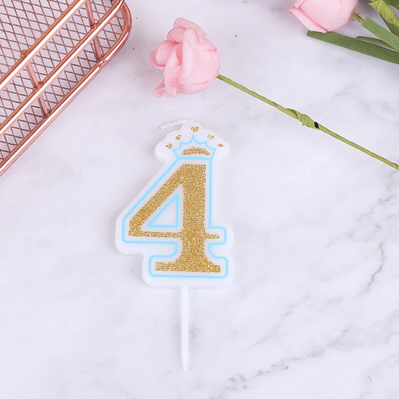 1PC Blue Pink Cake Number Candle Birthday Party 0 1 2 3 4 5 6 7 8 9 Anniversary Cake Numbers Age Candle Party Decoration: 5