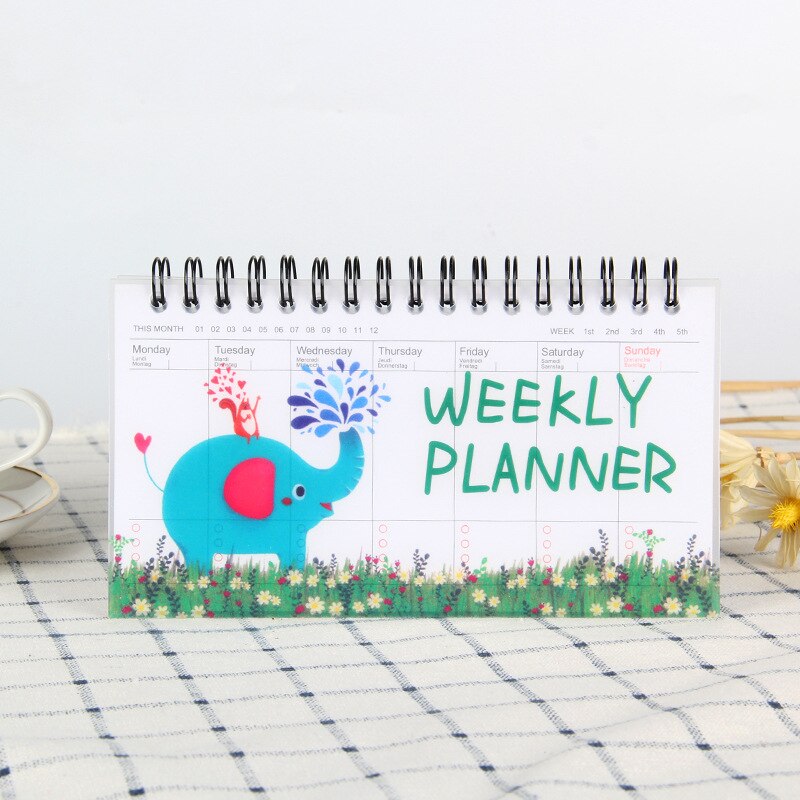 Kawaii Weekly Planner Notebook Journal Agenda 2023 2022 Cure Diary Organizer Schedule School Stationary Office Supplies: Bourgondië