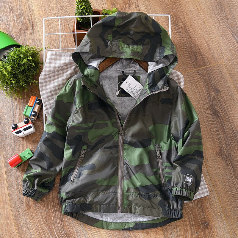 Rits Jas Camouflage Jas Jongen Capuchon Lente En Herfst P4350