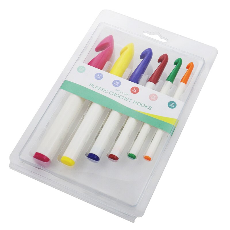 6pcs/1SET Crochet Hook Set Plastic Handles Aluminum Knitting Needles Weave Craft Yarn Crochet Needles Knitting Sewing Tool Set