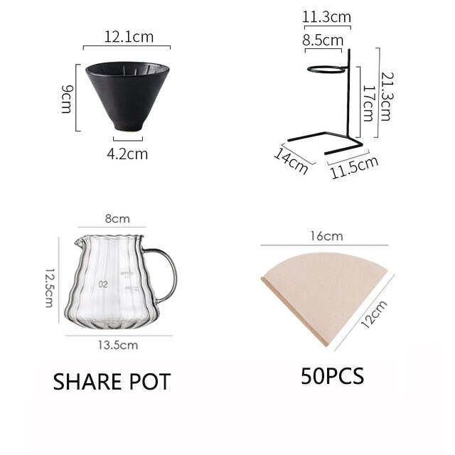 V60 espresso kaffefilter genanvendeligt keramik kaffedrypper tragt dryp kaffemaskine med holder kaffegrej kaffetilbehør: Et sæt