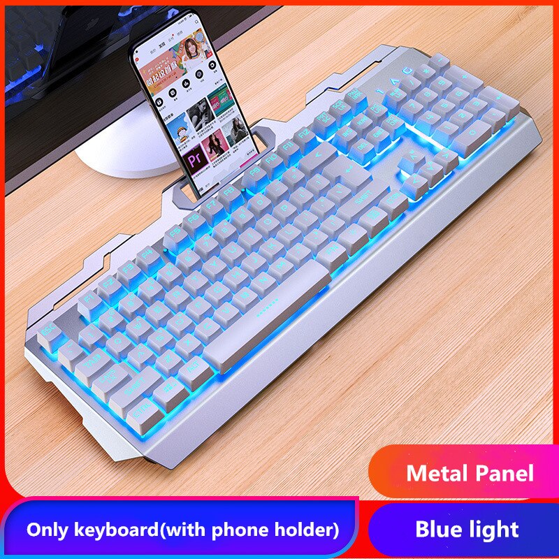 Gamer Keyboard Mouse Kit Gaming Full Size 104 Keys Mechanical Feeling RGB USB Wired for PC Laptop Computer Office: 6-only keyboard