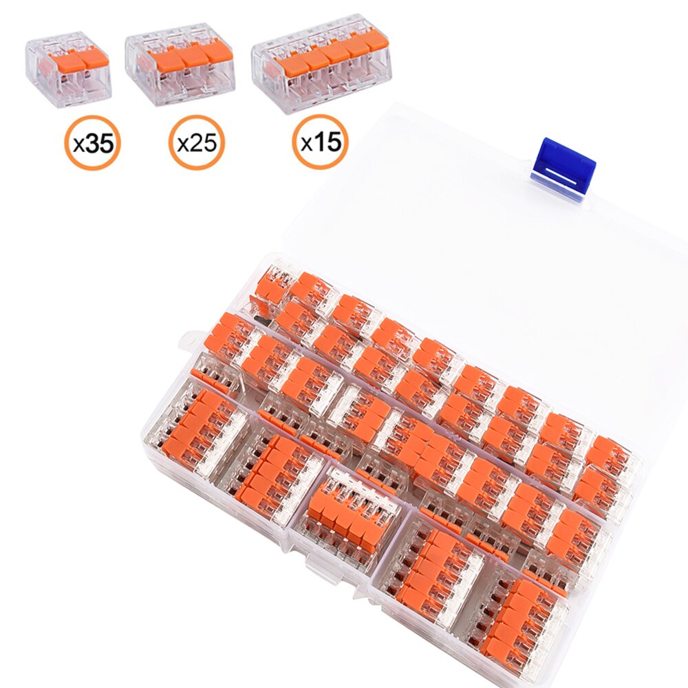 75pcs Terminal Block Flexible Operating Lever Home Compact Splicing Connector Wire 2 3 5 Pole Electric Cable Clamp Nut