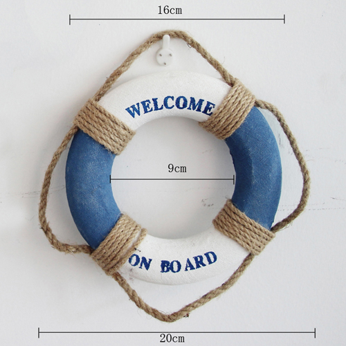 Welcome Wall ornament Life Buoy Foam Aboard Nautical Life Lifebuoy Ring Boat Wall Hanging Mediterranean Style Home Decor: 20cm E