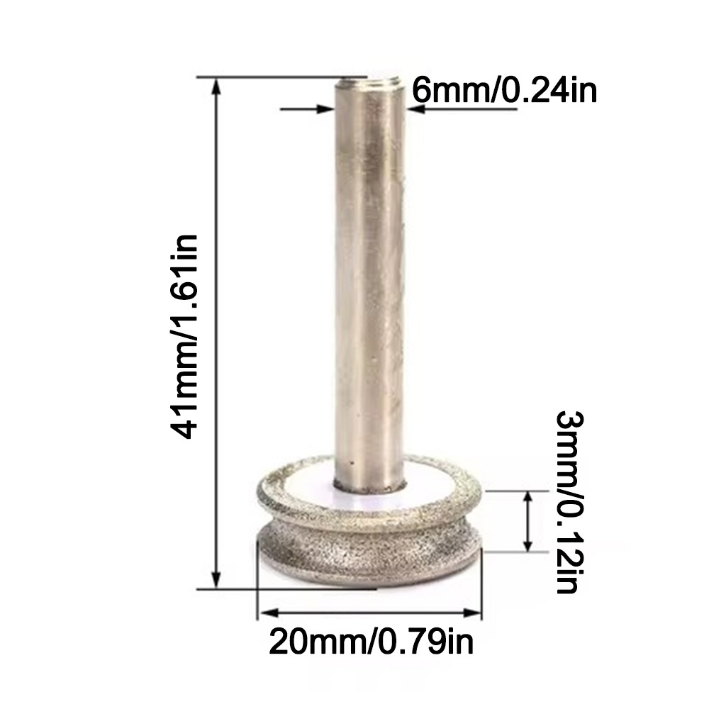 2–12 mm konkave Diamant-Schleifscheibe, Glas, runder Grat, Bohrer, Schaftdurchmesser 6 mm, Schärfen, rotierendes Schleifwerkzeug: Silber