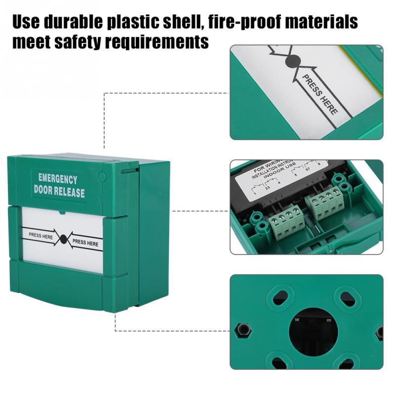 Break Glass Fire Alarm Emergency Door Release Button Switch Control Access Switch Flame-retardant PC Material