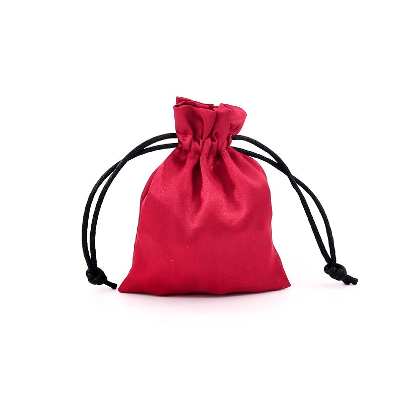 10pcs Silk Drawstring Bag Luxury Satin Wedding Jewelry Packaging Bag Small Ring Earring Jewelry Storage Bag Pouches 7colors: Red / 8x10cm