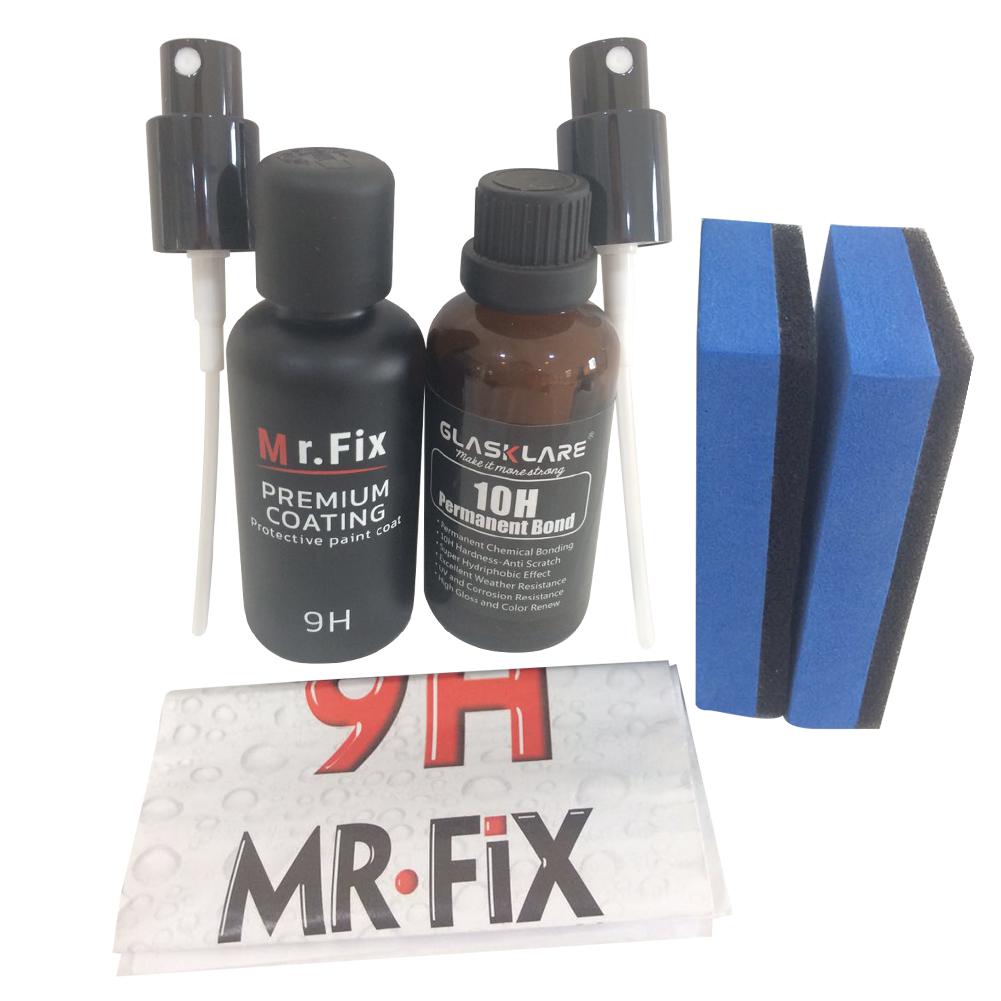 50ML 9H + 10H Hardness Car Liquid Glass Coating Glass Nano Fluorine Plated Crystal Ceramic Kit Car Paint 11pcs/set: Default Title