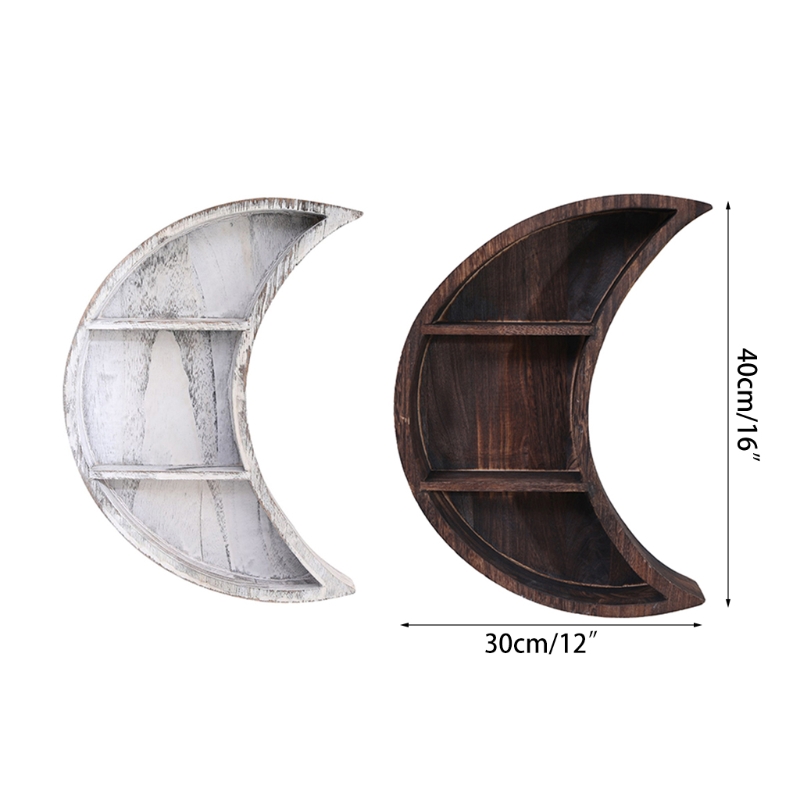 Mensola da parete in legno a forma di luna mensola a 3 piani a mezzaluna scaffali da parete decorazioni da appendere per soggiorno