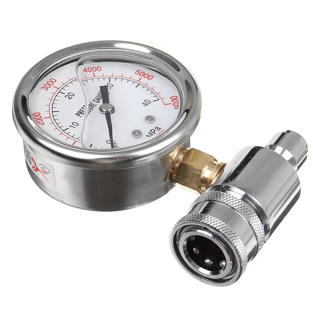 6000PSI/40MPa 3/8 inch Quick Disconnect Fitting Pressure Washer Pressure Gauge Spray Bottle Car Cleaning Tools