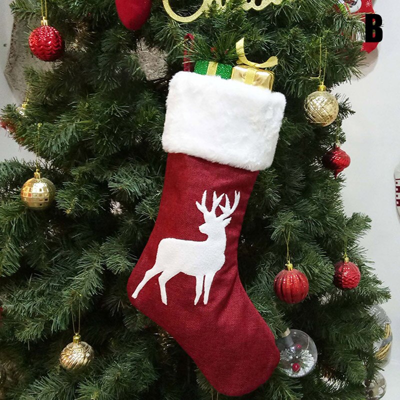 Strumpor jul julgran inredning lågt hänge strumpa prydnader barn godispåse älg strumpor lbv: B