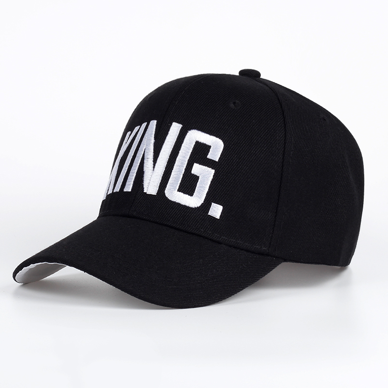 Konge dronning sort broderi snapback hat mænd kvinder par baseball kasketter far hat casquette gorras hip hop solhatte: Sort konge