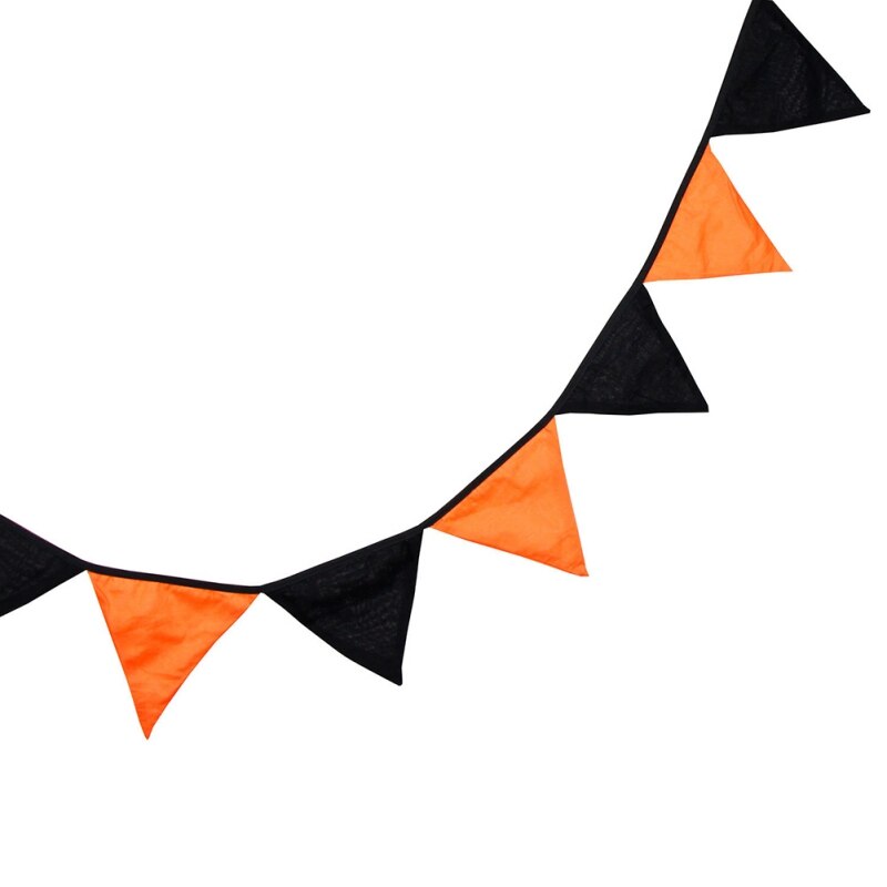 Triangle Pull Flag Cotton Cloth Halloween Decoration Party Pull Flag Orange Black