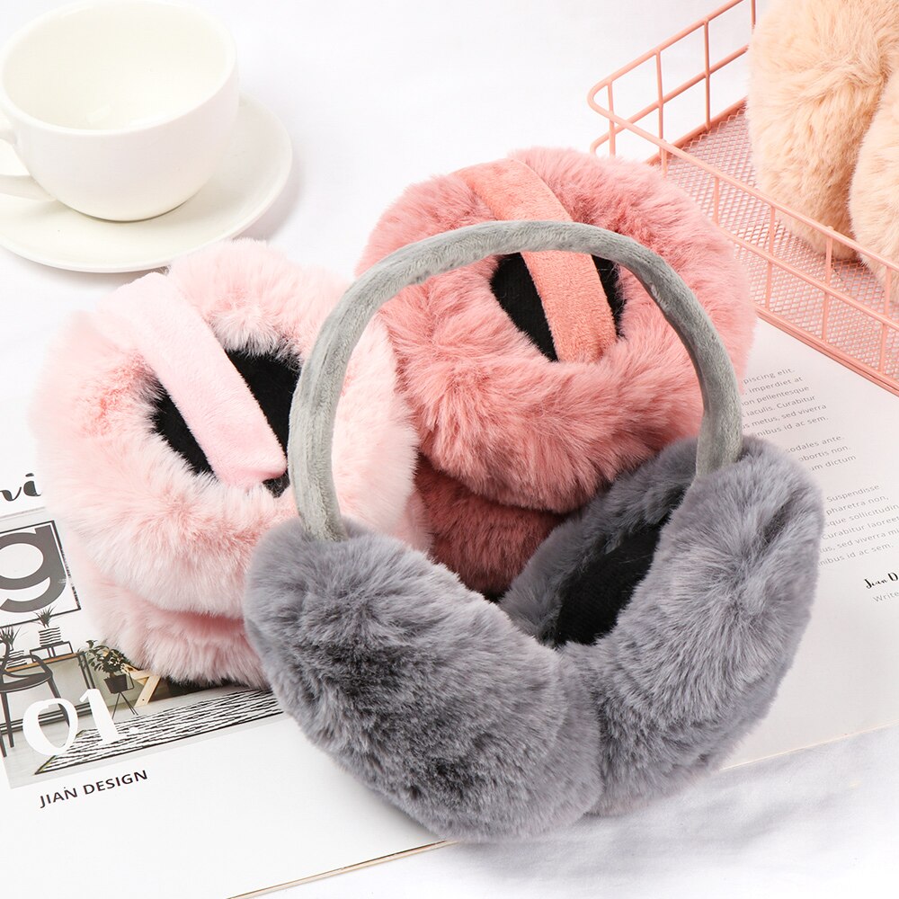 1Pc Winter Warm Faux Fur Earmuffs Cute Rainbow Earflap Plush Earmuff for Girls Ladies Women Hairbands Anti-Windshield Ear Muffs
