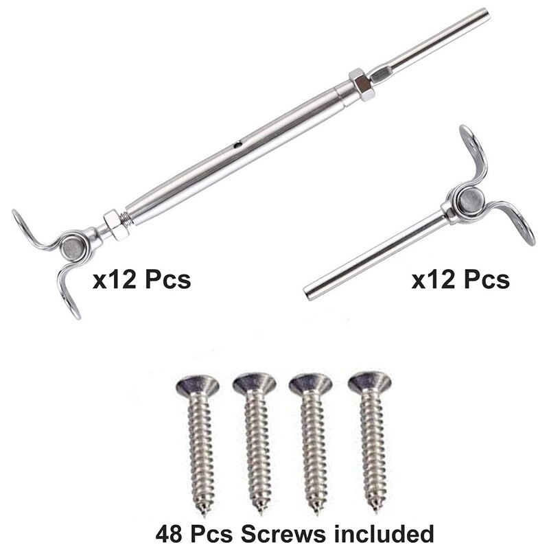 12 Pack T316 Stainless Steel Cable Railing Kits Fit 1/8Inch Stainless Steel Wire Rope Cable for Cable Railing Systems
