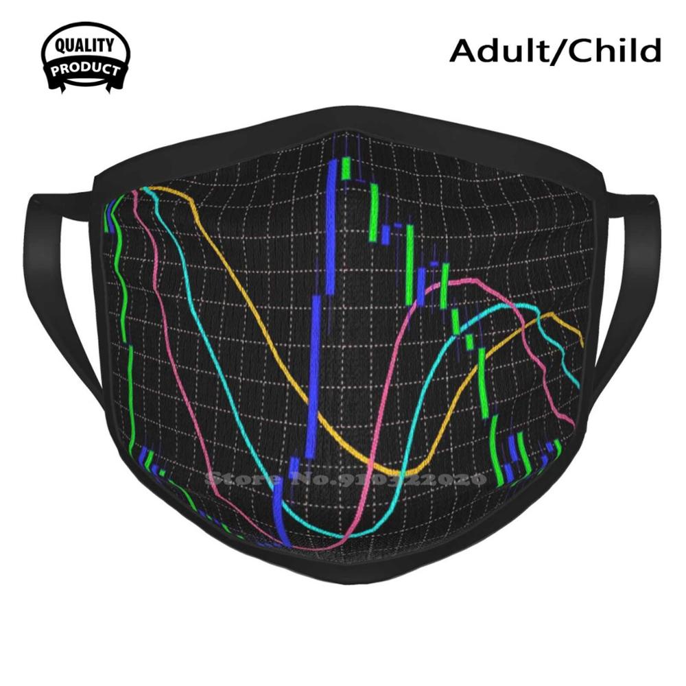Indicatore alligatore mercato finanziario cotone traspirante morbido bocca calda maschera mercato finanziario nero scuro dati grafico Stock astratto: Black Mask / Adult Mask