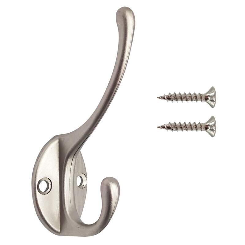 10 Pack Heavy Duty Dual Coat Hooks Wall Mounted with 20 Screws Retro Double Hooks Utility Hooks for Coat, Scarf, Bag, Towel, Key