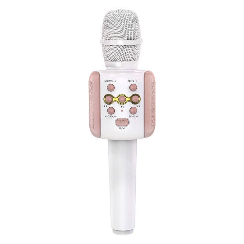 Wireless Microphone Karaoke Bluetooth Microphone Studio Player Singing Recorder Handheld Microfone Speaker Mic: 01 Pink