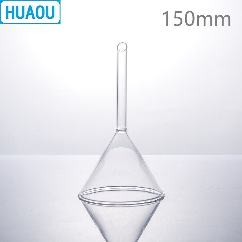 HUAOU 150mm raya embudo vástago corto 60 grados ángulo Neutral vidrio laboratorio química equipo