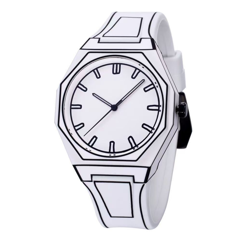 Herenhorloges in stripstijl met quartz uurwerk, casual waterdichte horloges voor mannen, uurwerk voor mannen: Bruin