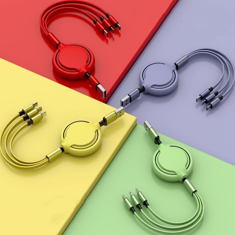 Retractable usb charge cable for iPhone11 Pro Max XR Xs 6 7 8 soft liquid silicone type c cable for samsungS10 huaweioppo vivo