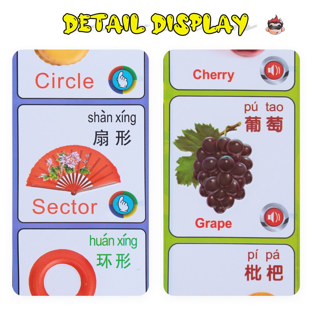 2pcs Toddler Early Educational Audio Learning Chart Between English and Chinese