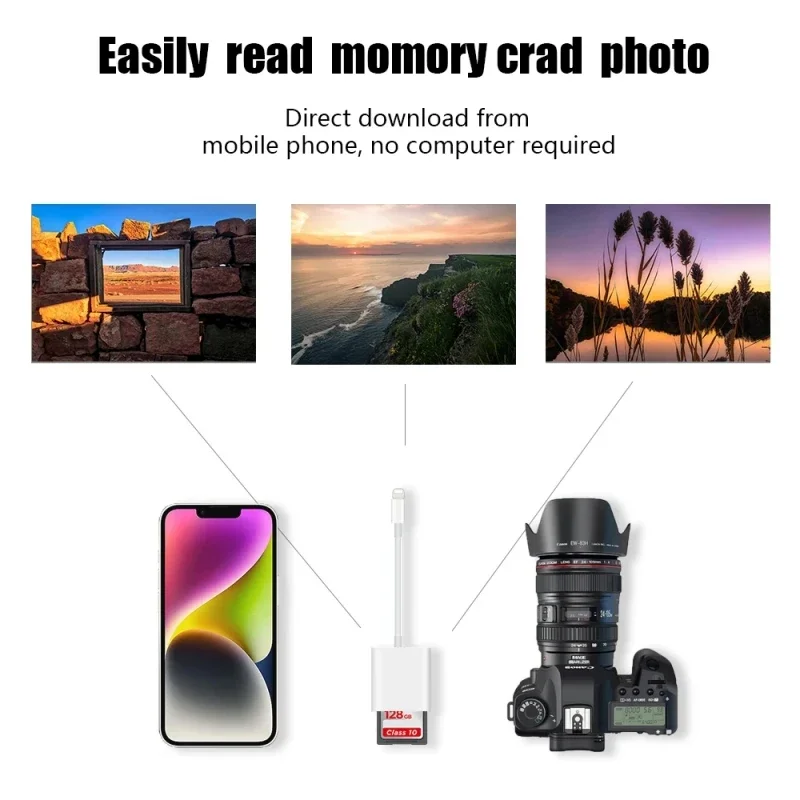 Iluminación USB 2 en 1 a lector de tarjetas SD TF para Apple iPhone 14 13 12 Pro Max 3,0 adaptador OTG convertidor de datos de fotografía de cámara