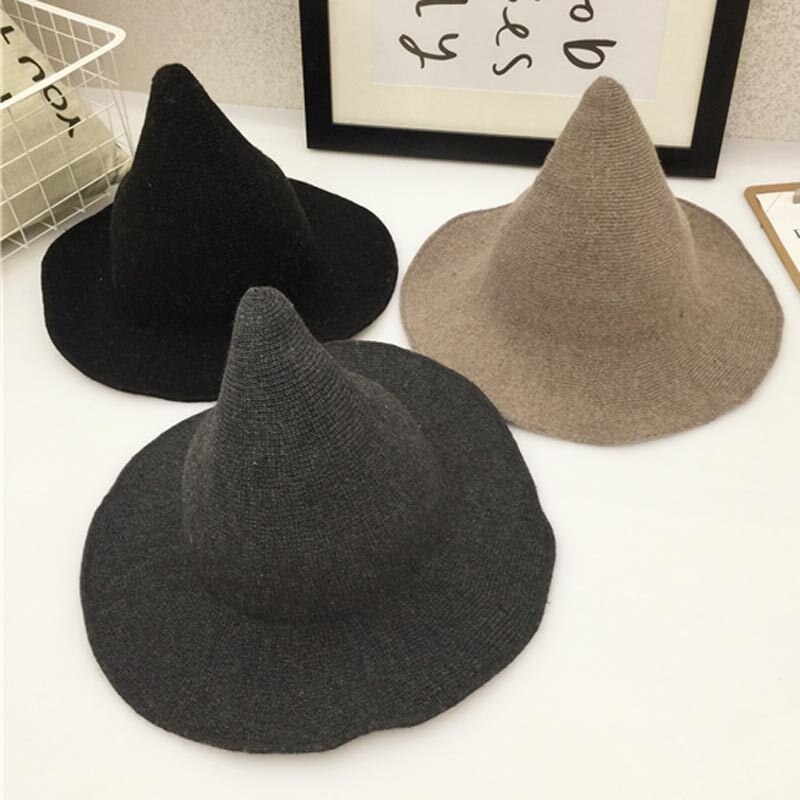 Halloween femmes sorcière chapeau moderne sorcière chapeau en laine de mouton de nous Halloween fête sorcière chapeaux