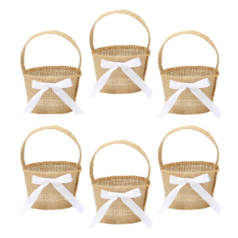 Lot 4 Paniers De Pâques En Bambou Naturel Jaune Marron - Petits Paniers Décoratifs Et Rangement