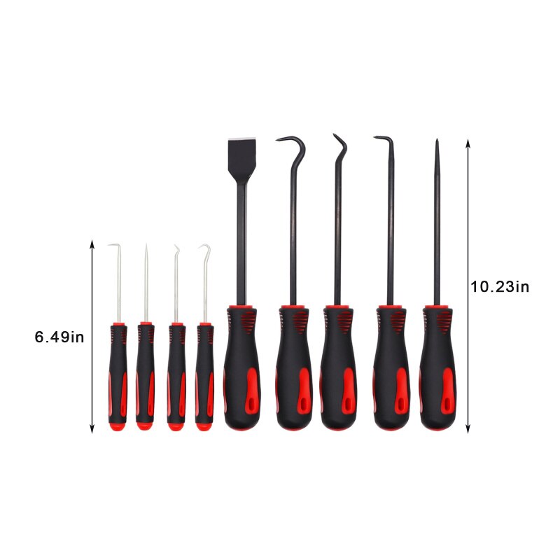 9Pcs Hook Pick Set Car Repair Oil Seal O-Ring Remover Hand Tool Air Cylinder Cleaning Set Tools Oil Seal Screw Drive Puller: B-9pcs