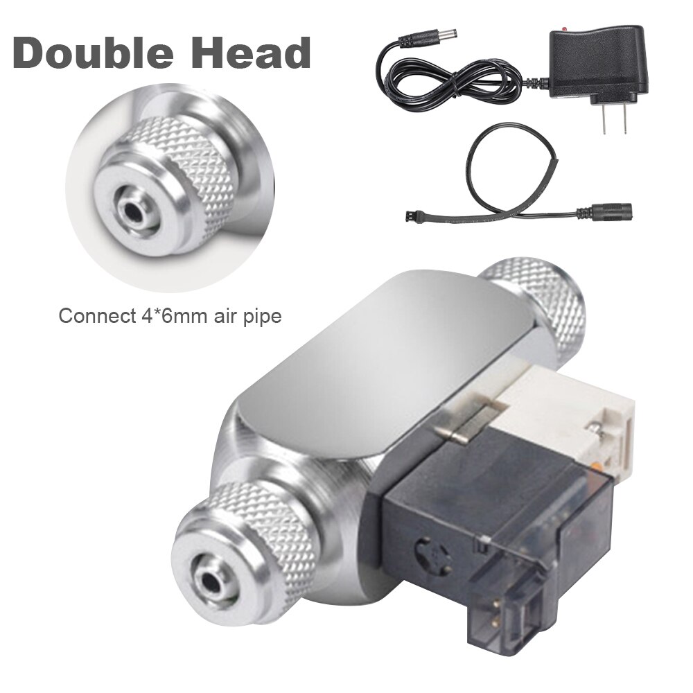 Aquarium CO2 Magneetventiel Dc 12V Output Elektrische Magnetische Valve Voor Aquarium Aquarium Accessoires Dubbele Hoofd CO2 Solenoid: double head US plug