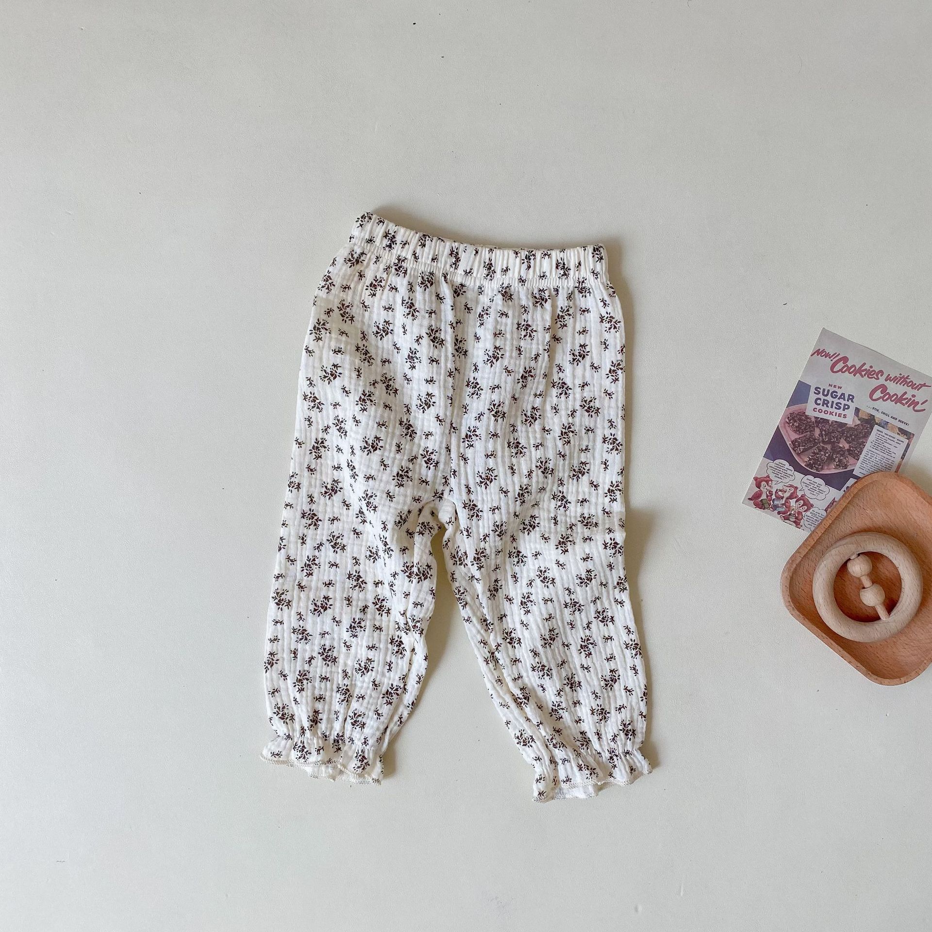 2022 niemowlę chłopiec lato Słodki kreskówka Niedźwiedź kwiatowy wydrukować moda Spodnie Brzdąc dziewczynka bawełna komar Repellenttrousers: floral / 24M 90cm