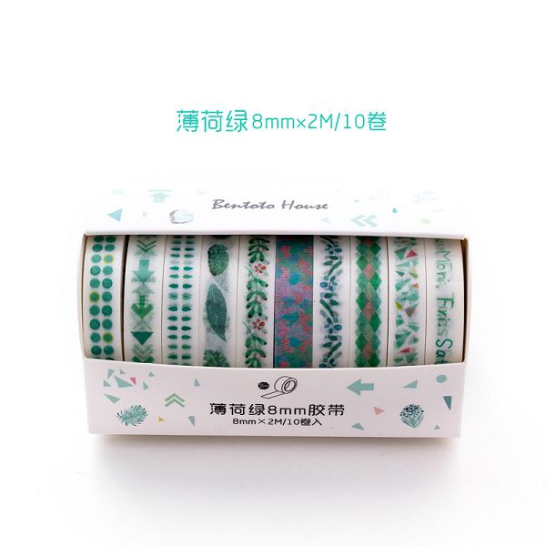 10 Pcs Washi Tape Masking Tape Set Grid Stickers Scrapbooking Cinta Adhesiva Decorativa Washitape Kawaii Wasi Tape De Decoracion: Green