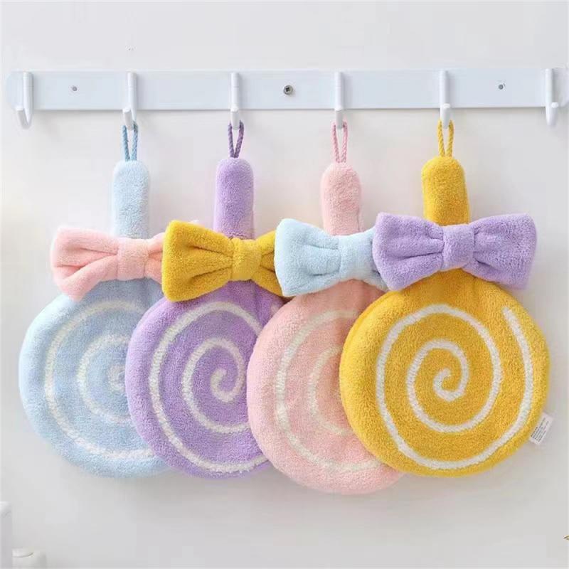 Cartoon Handdoek Zacht Absorberend Koraalfluweel Geborduurd Huidvriendelijke Microfiber Lolly Afveegdoek Voor Keukenbadkamer