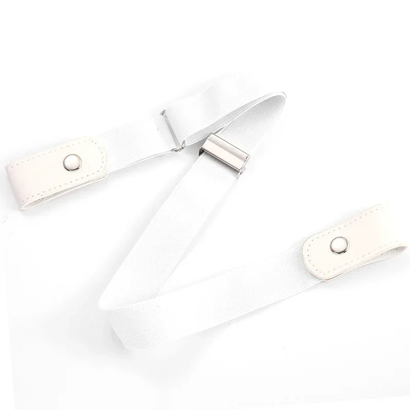 Nueva banda elástica ajustable para la cintura, cinturón Invisible, cinturones sin hebilla para mujeres y hombres, pantalones vaqueros, vestido sin hebilla, fácil de usar: BLANCO