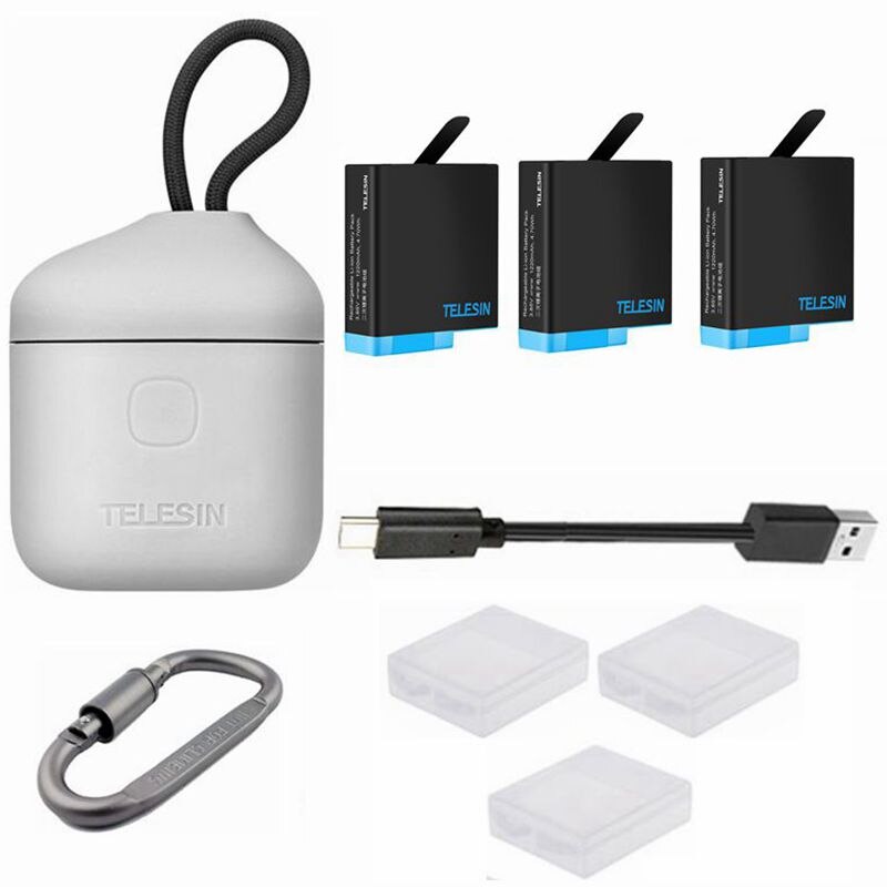 USB 3.0 TF lire et écrire chargeur batterie charge Sorage Case Case + Hero 5 6 7 8 Li-ion batterie pour GoPro Hero 8 Hero 7 6 5 noir: C Package